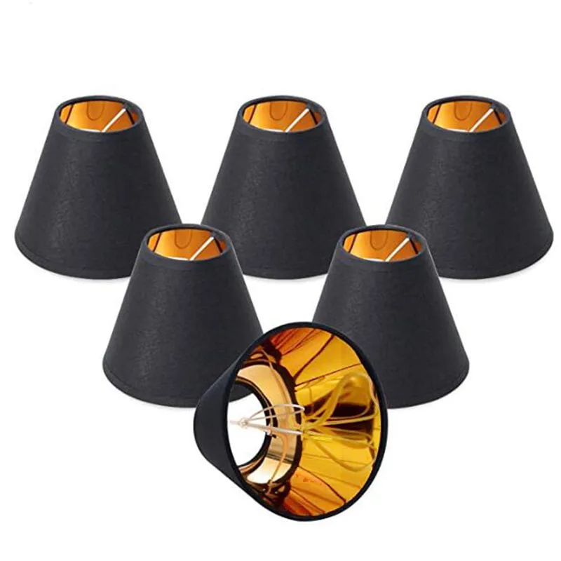Modern Black Gold Fabric Chandelier Lamp Shade,Simple Style Home Decoration Small Table Lamp, Wall Light Lampshade, Clip on