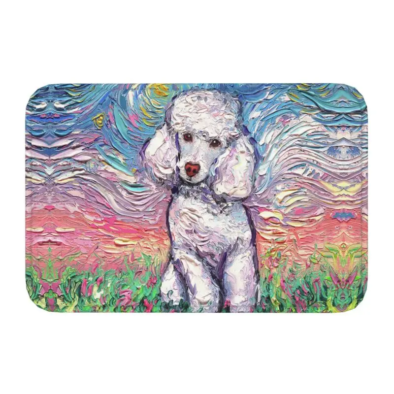 

Starry Night Poodle Doormat Anti-Slip Entrance Bath Kitchen Floor Door Mat Pudel Caniche Dog Garden Rug Living Room Carpet