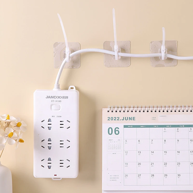 

Nylon Cable Tie Holder Adjustable Cable Tie Mounts No Drilling Self Adhesive Hooks Strong Adhesive Holder Multi-Purpose Hooks