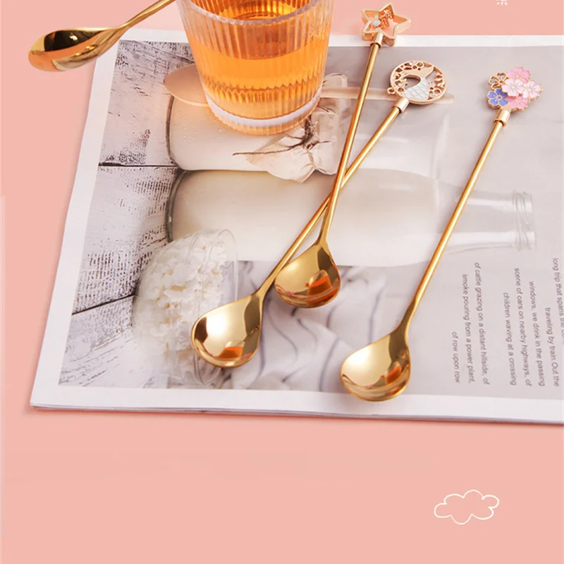 

Cherry Blossom Spoon Creative Dessert Coffee Cocktail Mixing Spoon Ice Spoon Bird's Nest Spoon Hand Companion Logo