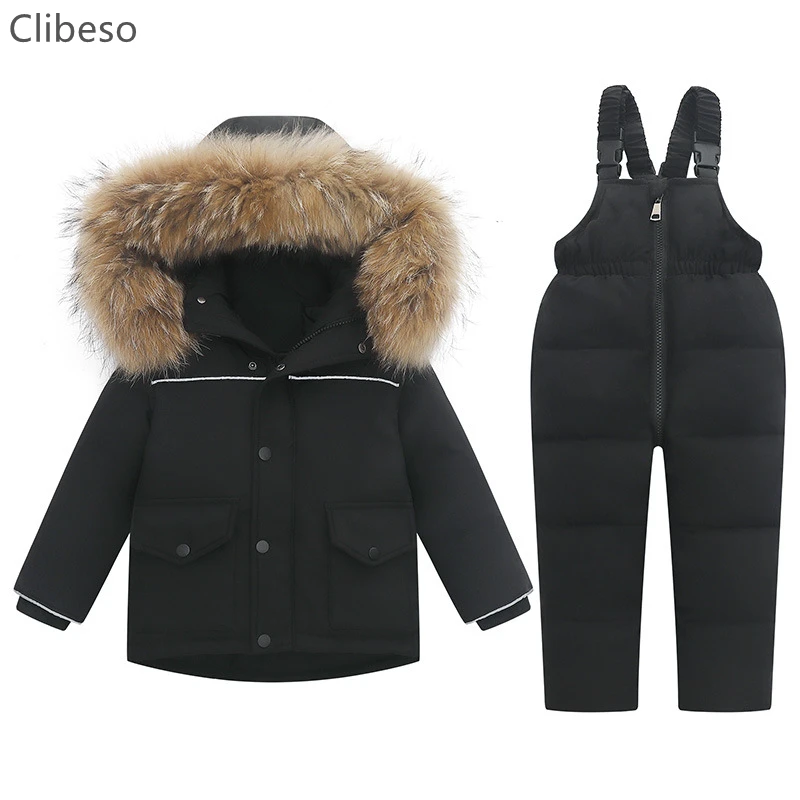 Baby Boy Girl Thicked 2Pcs Set Infant Down Jacket with Hat Sleeveless Overalls Toddler Snowsuit Warm Outwear Kid Winter Clothes