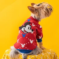 disney pet supplies dog sweater autumn and winter thickening warm dog clothes red festive puppy clothes dashund dog