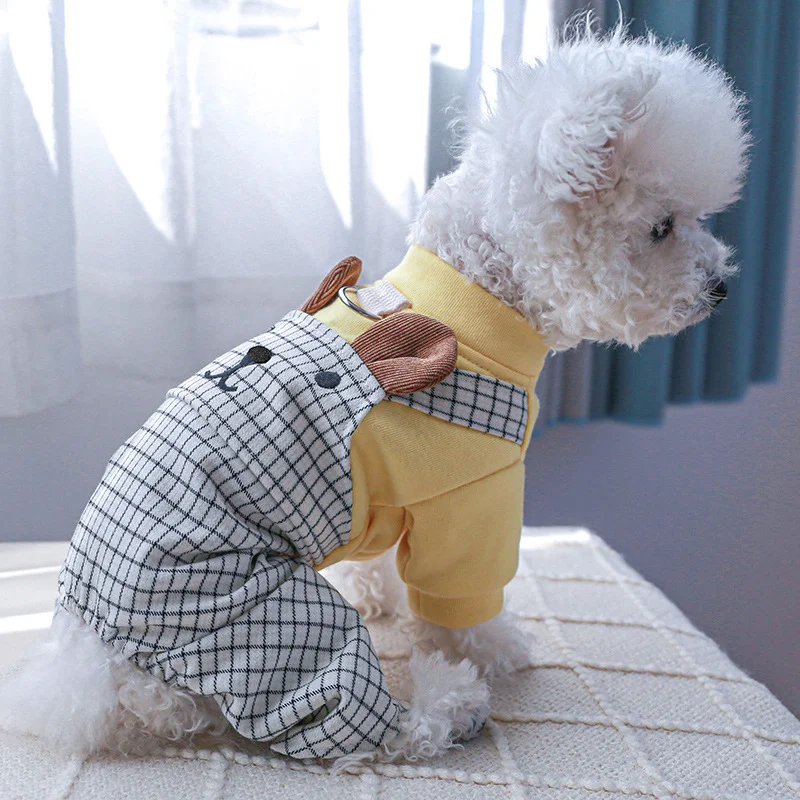 

Pet Clothing Dog Suspenders Cat Clothing Cartoon Bear Ear Traction Chest Back Bear Poodle Couple Costume Pants Puppy Clothing