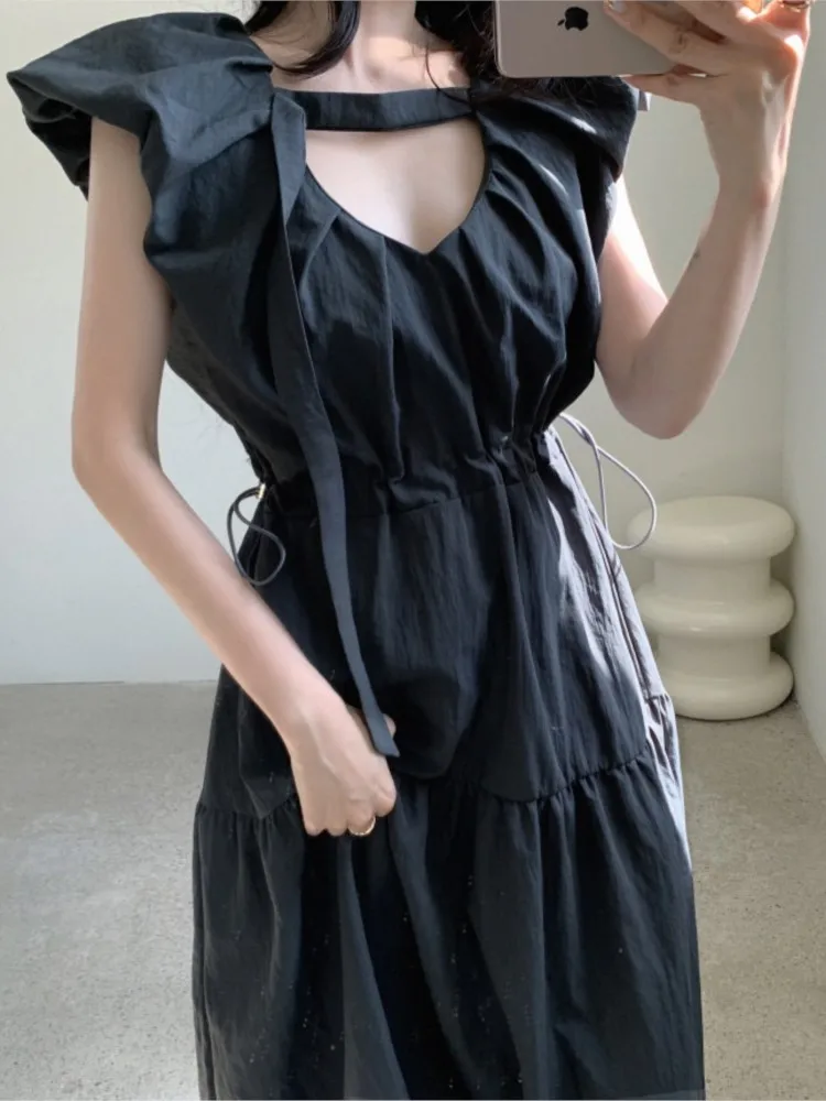 Летнее платье-трапеция без рукавов женские милые плиссированные Модные