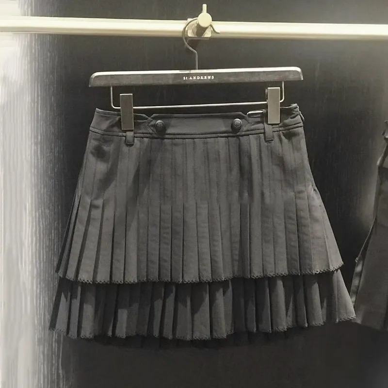 ST golf suit skirt women's summer golf double-layer frills high waist slim breathable pleated sports skirt