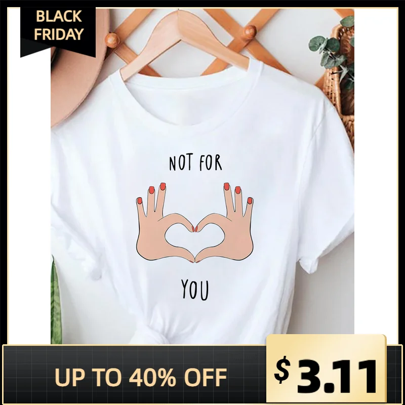 

2022 Finger Heart Printed Women T-shirts Summer Cartoon Ladies Casual Basic O-neck White Shirt Short Sleeve Ladies Top Drop Ship