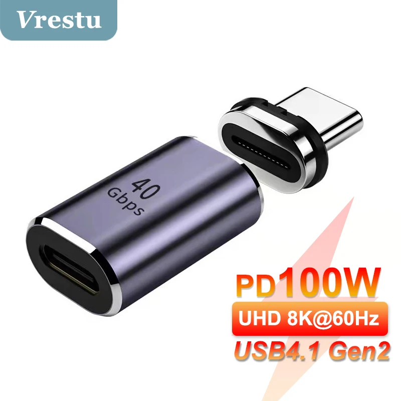 

PD 100W Type C to USB C Magnetic Adapter USB4.1 PD Fast Charging Connector for MacBook Samsung Xiaomi Thunderbolt 4 8K Video 40G