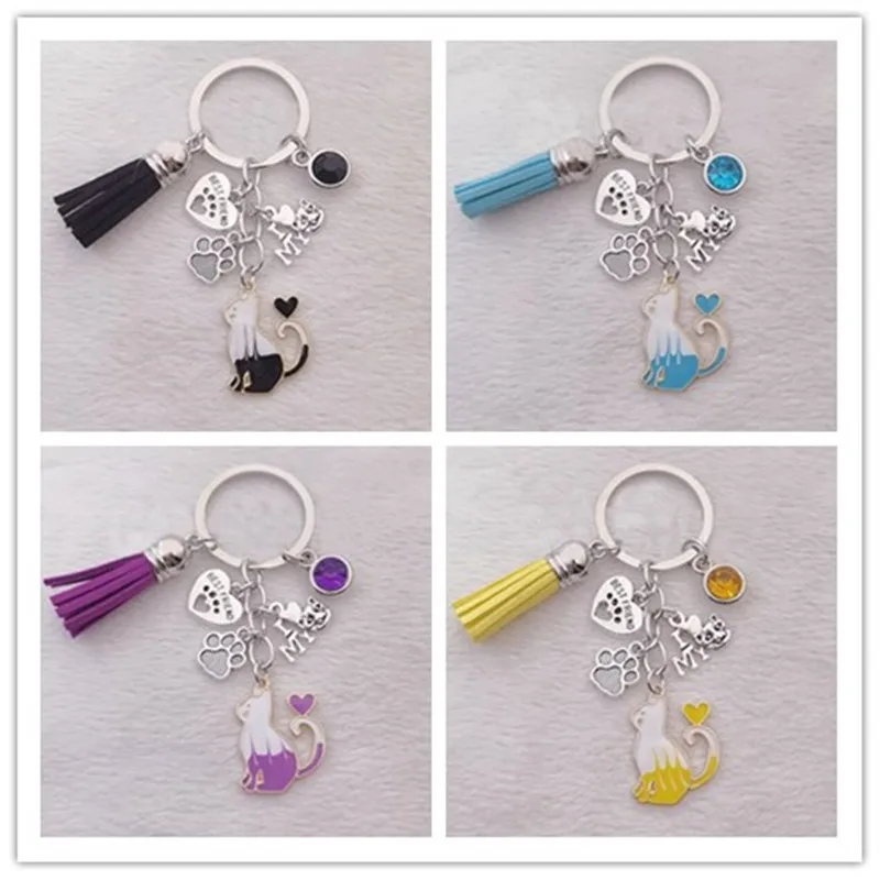 

Cute Charm Cat Keychain Cat and Dog Paw Print Keychain Best Friendship Gift For Women Men Handbag Car Keys DIY Jewelry