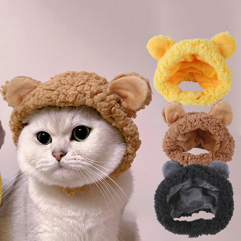 

Cute Cat Headgear Pet Shaped Hat Cat Dog Headwear Costume Photo Prop Funny Pet Hat Bear Ears Cosplay Pet Headdress Accessories