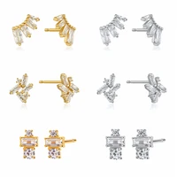 925 sterling silver ear needle inlaid fashion crystal stud earrings exquisite cz popular fashion jewelry for women wedding gifts