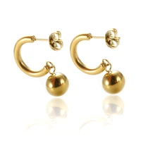 high quality stainless steel stud earring for women gold color steel ball round vintage earrings female party jewelry gift 2022