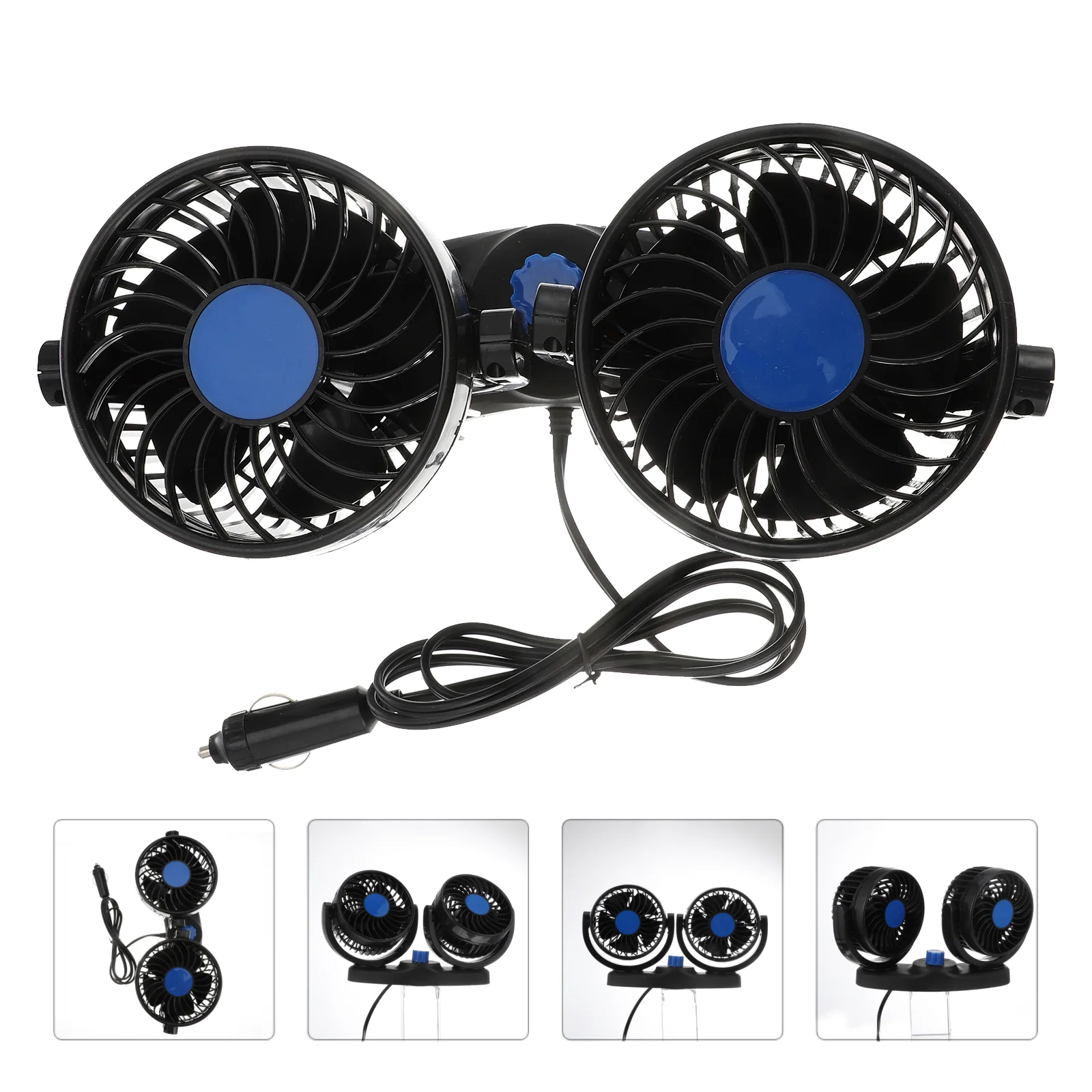 

1pc Creative Adjustable Double-head Dual-speeds Vehicle Fan Electric Fan Car Fan