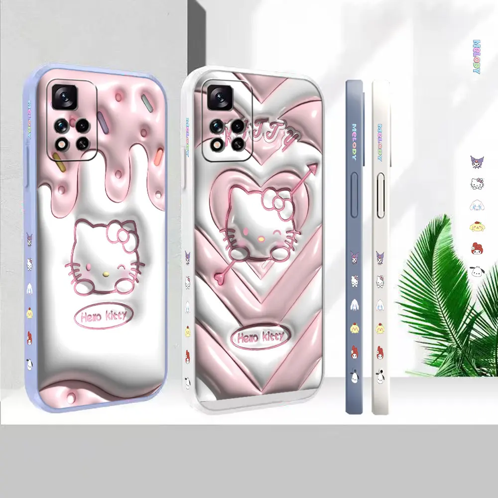 

Funny Cute Hello Kitty Anime Case For Redmi Note 12 11 11T 11R 11E 11S 10 10T 9 9S 9T 8 7 7S PRO PLUS 4G 5G Liquid Cover Funda
