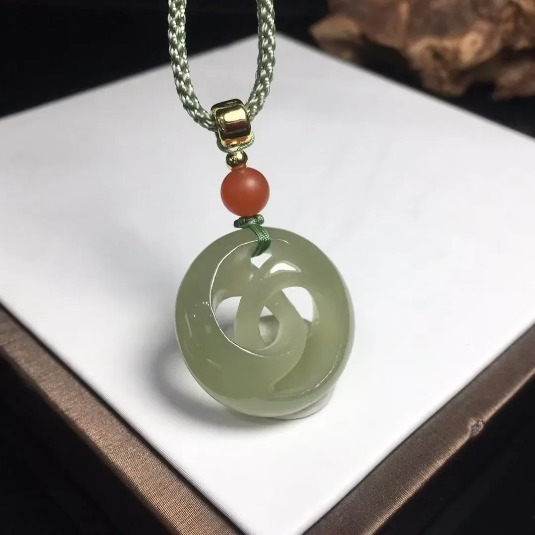 Натуральный 100% настоящий голубой гетянь нефритовый кулон ожерелье ручной работы