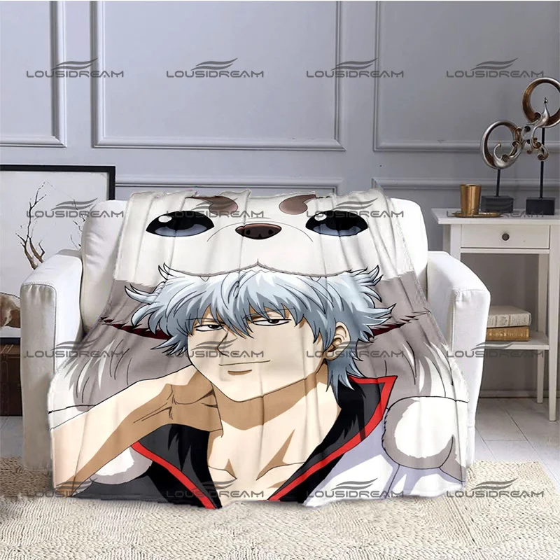 

Cartoon Character Pattern Blanket Animation GINTAMA Flannel Thin Blanket Portable Home Travel Office Lunch Break Warm Blanket