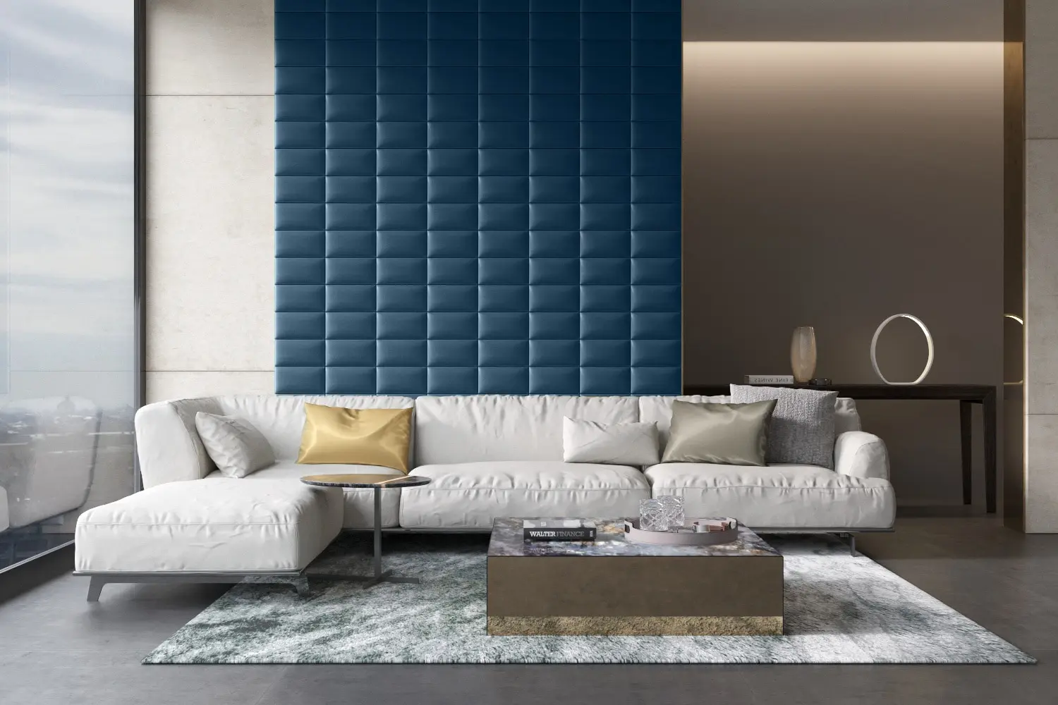 Самоклеящиеся мягкие панели для стен Velour Ocean Green 15 х 30