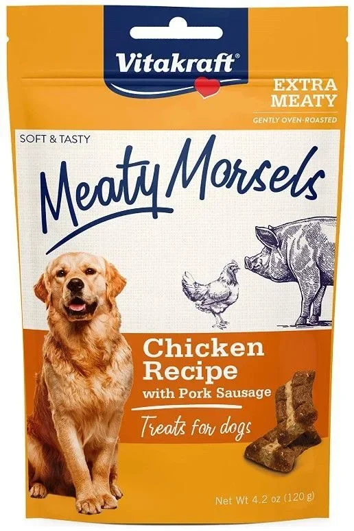 

JMT Meaty Morsels Mini Chicken Recipe with Pork Sausage Dog Treat -4.2oz