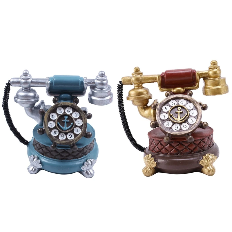 

2 шт. винтажная Копилка-книжка для телефона украшения для дома ретро мебель фигурки телефон-синий и красный