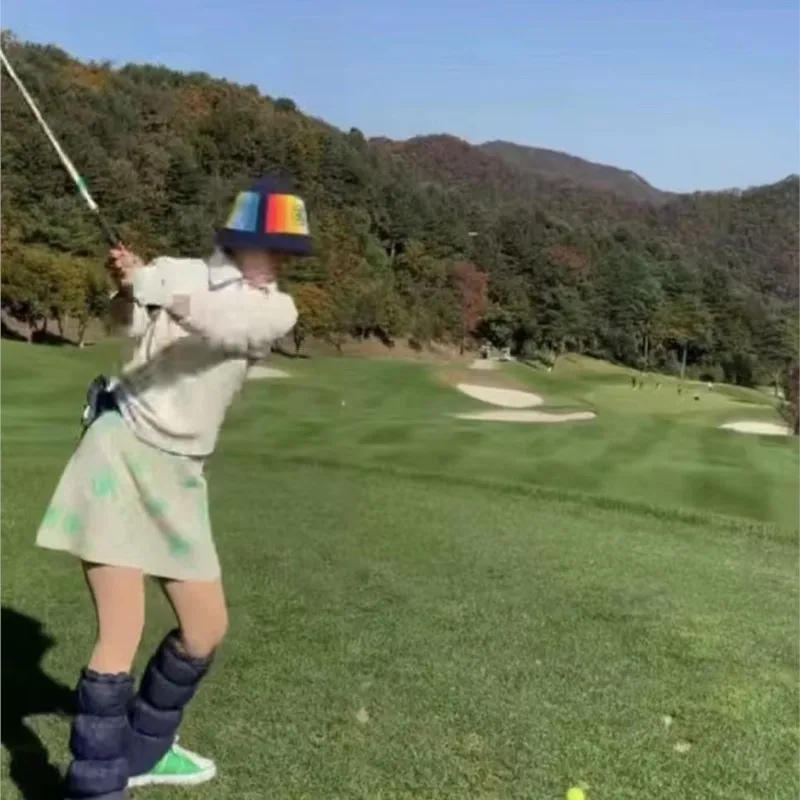 Rainbow Stripe Stripped Multi Color Knit Golf Cap Winter Warm Hat