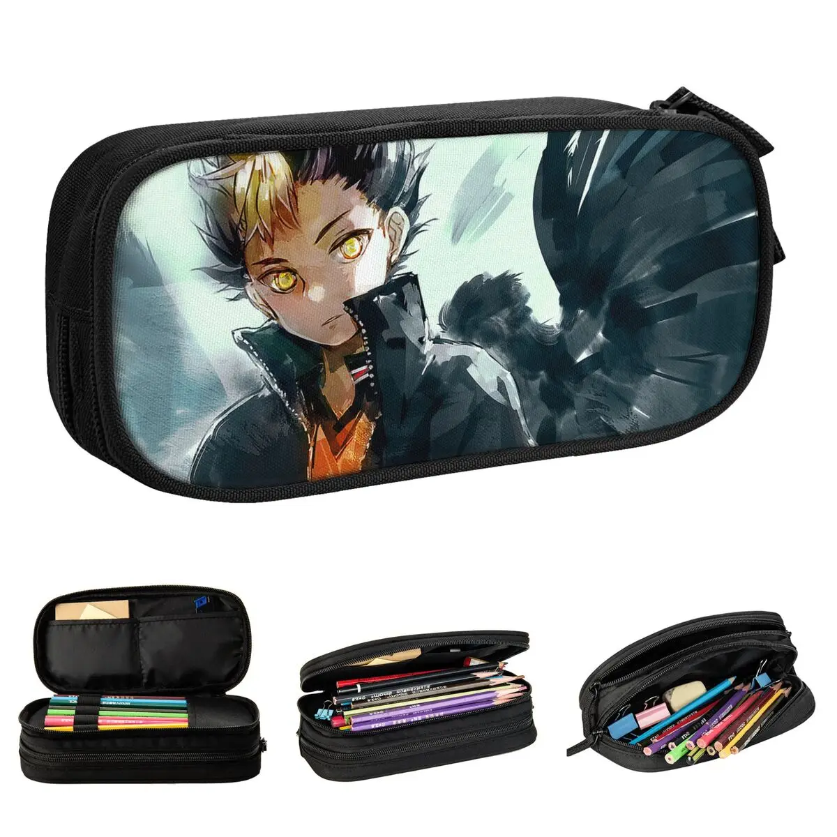 Case Japanese Anime Pencilcases Pen Box Kids Big Capacity Bags Student School Zipper Stationery