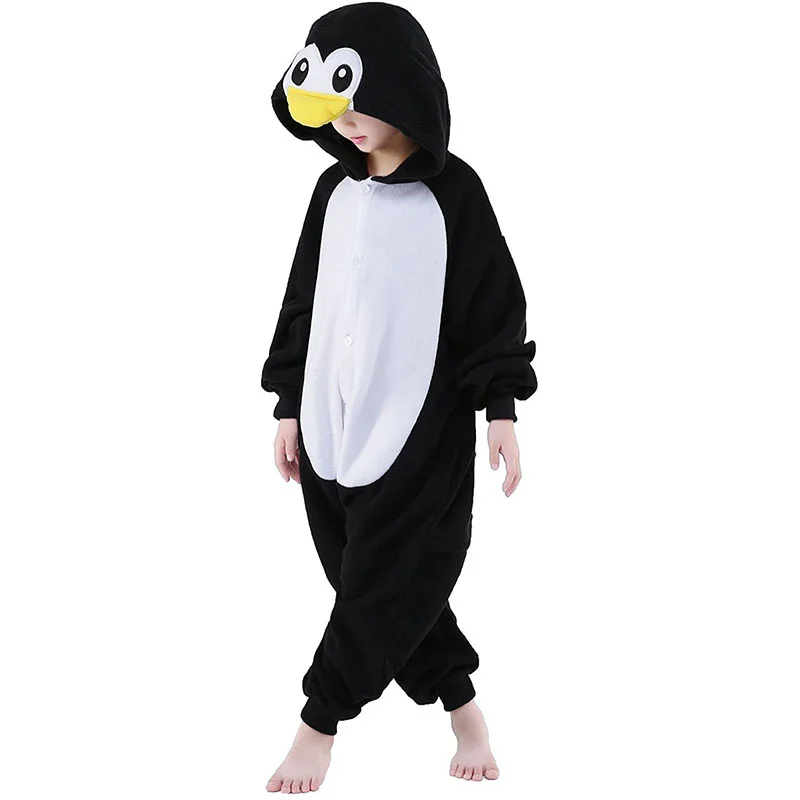 Family Kigurumi Pajamas Black Penguin Animal Onesie Cosplay Costume Pajamas For Babies Kids and Adults