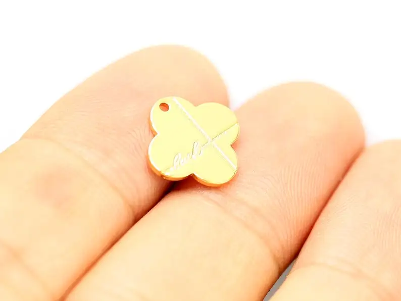 6 шт. подвески в форме листа, подвески для сережек с настоящим золотым покрытием, подвеска на удачу для браслета, подвеска для ожерелья, изготовление ювелирных изделий-G114