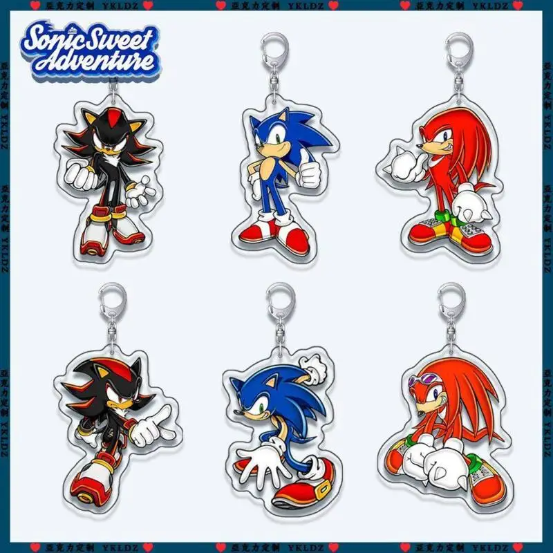 Фото Акриловый брелок-подвеска Sonic Sweet Adventure: Соник, Шэдоу, Наклз (2 позы) – игровой мультяшный брелок для сумки, креативный подарок №1