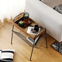 modern sofa side table solid wood seating corner table magazine book newspaper rack leisure bedside table coffee table