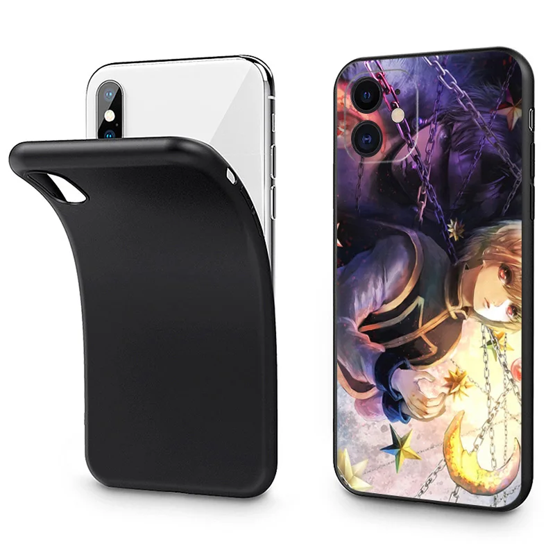 Силиконовые черные чехлы для телефонов iphone 16 Pro Max 7 8 14 15 Plus SE XR 11 12 13 Mini 15Pro Hunter X Anime