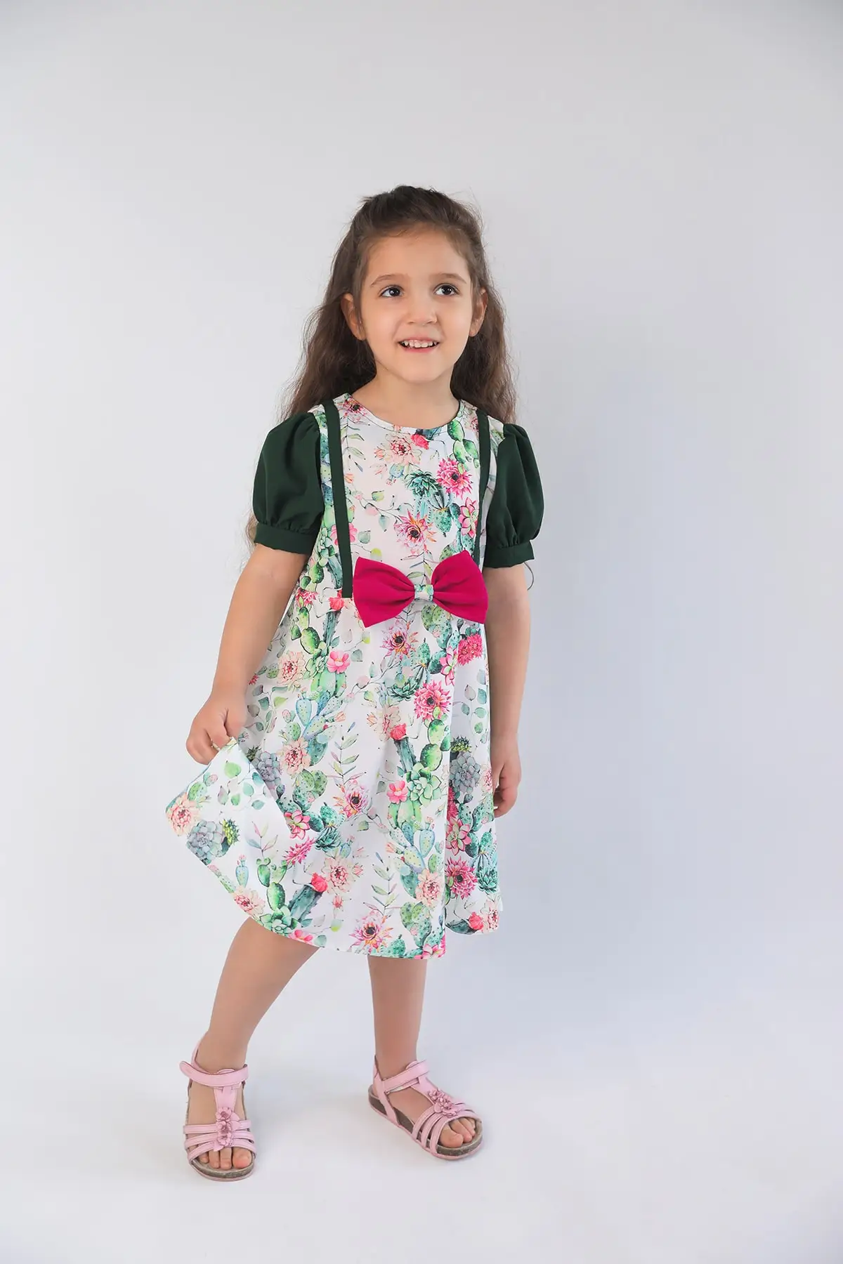 

Girl child pink bow dress clothing