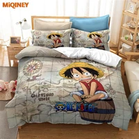 popular monkey d luffy printed bedding set pillowcase anime one piece cartoon 3d bed linen children duvet cover set king size