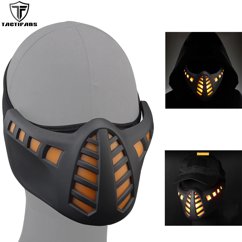 

Halloween Cyberpunk LED Mask GID Glow In Dark Lighting CS Wargame DJ Party Costume Decoration Cosplay Mask Paintball Accessories