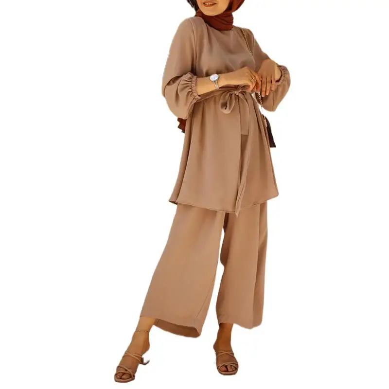 

Eid Mubarek Abaya Turkey Hijab Two-piece Muslim Sets Dress Caftan Kaftans Islamic Clothing Abayas For Women Musulman Ensembles