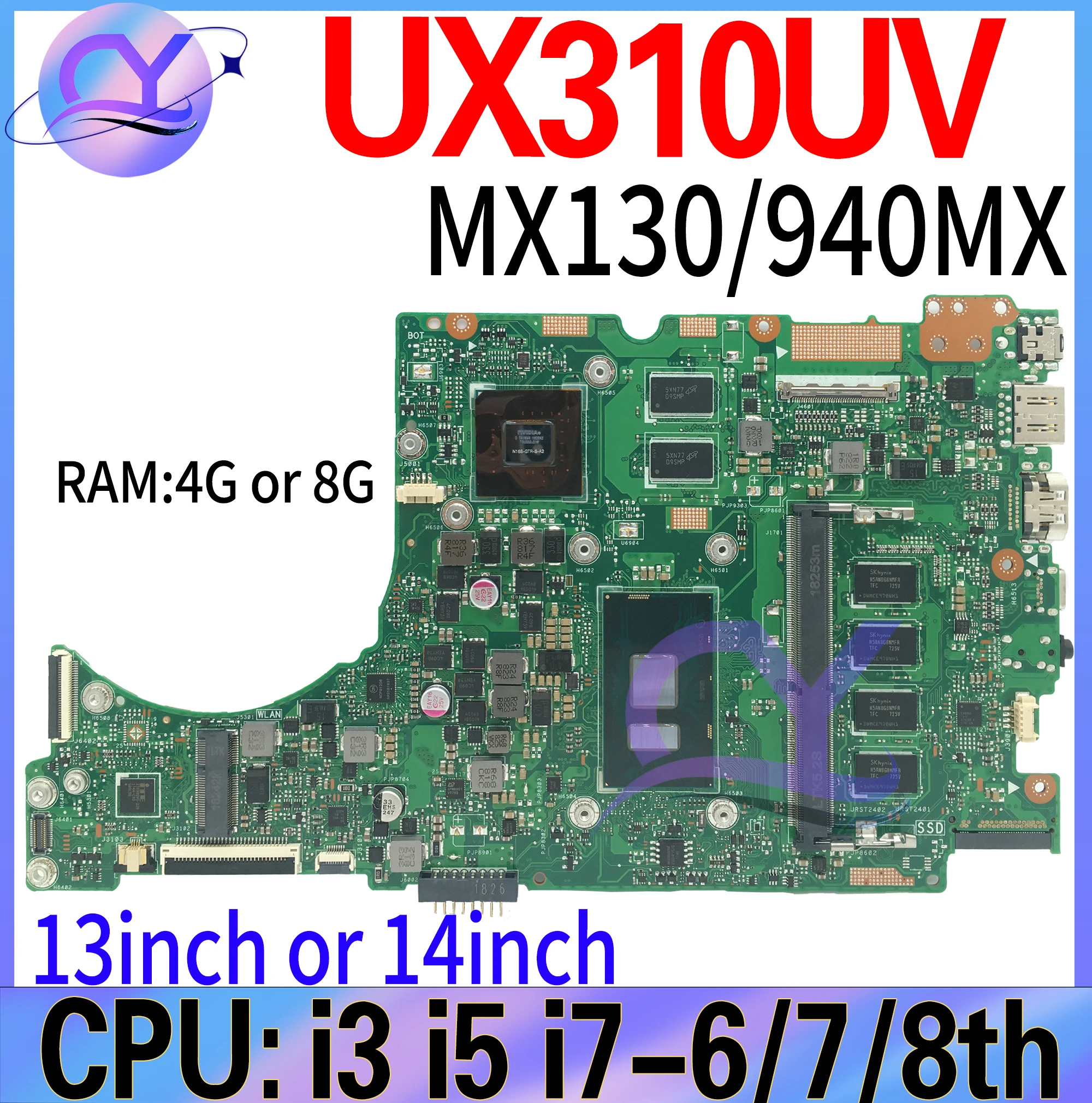 UX310UV Материнская плата ASUS RX310U RX410U UX410UQK UX310UQK UX310UA UX310U UX410UA UX410UV материнская плата для ноутбука I3 I5 I7-6/7/8th