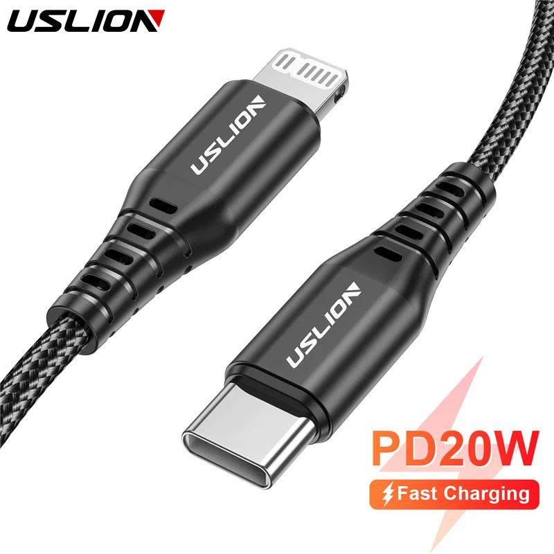 USB-кабель USLION PD 20 Вт с Type C на 8-Pin, кабель для быстрой зарядки для iPhone 14 13 12 Pro Max, USB-кабель для передачи данных, шнур 0,3/1/2 м
