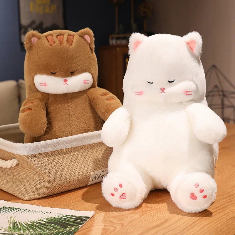 

Симпатичные спящие кошки, кукла, мягкая плюшевая игрушка, коричневая кошка, белая котенка, подушка в виде животного, подушка на спину, прекрасный подарок для девочек