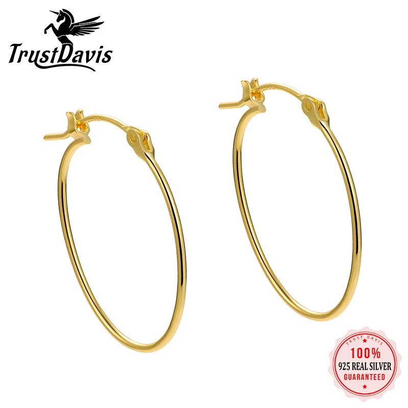 

TrustDavis Real S925 Sterling Silver Earrings Minimalist Oval Hoop Earrings for Women Anniversary Gift Fashion Jewelry L459