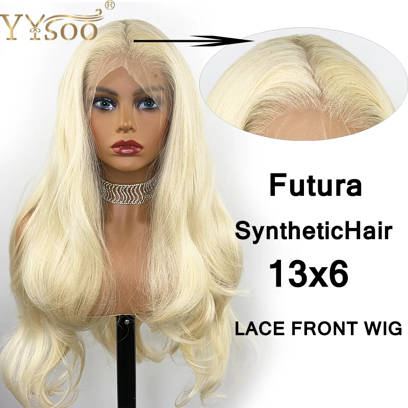 YYsoo длинные 13X6 волнистые синтетические кружевные передние парики для женщин