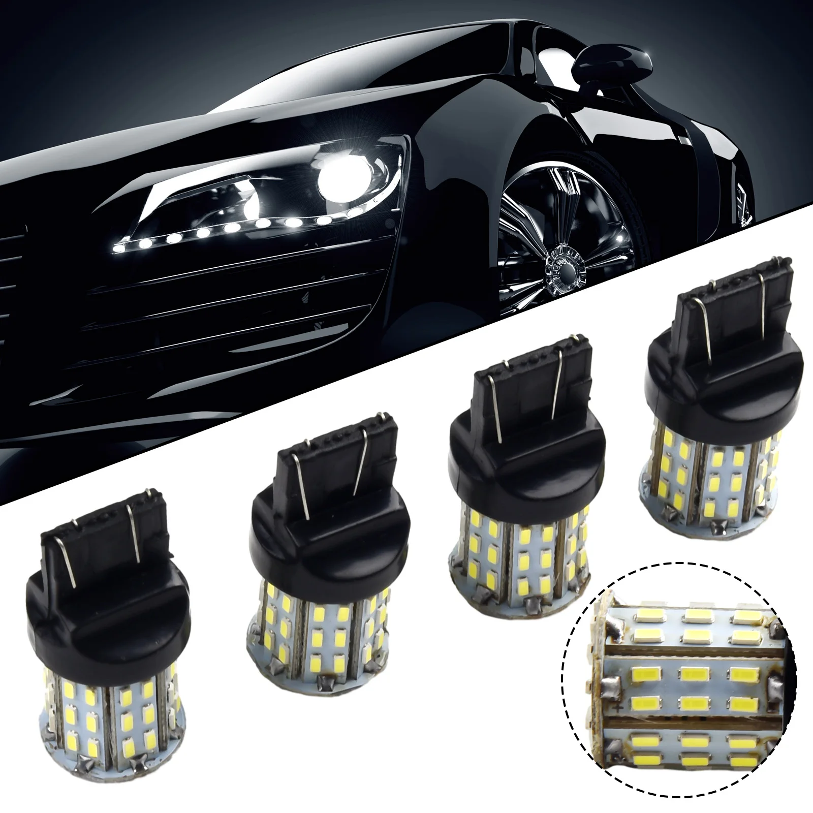 

Headlight T20 Headlight 4pcs T20 64SMD LED Light 6000K White Light Car Accessories Car Light Durable High Quality