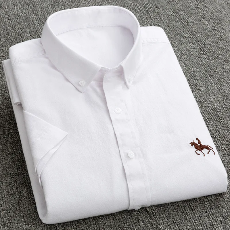 Men's Short Sleeve Shirts Oxford Spinning Cotton Summer Thin Sections Iron-Free Comfortable Breathable Casual Slim Shirts