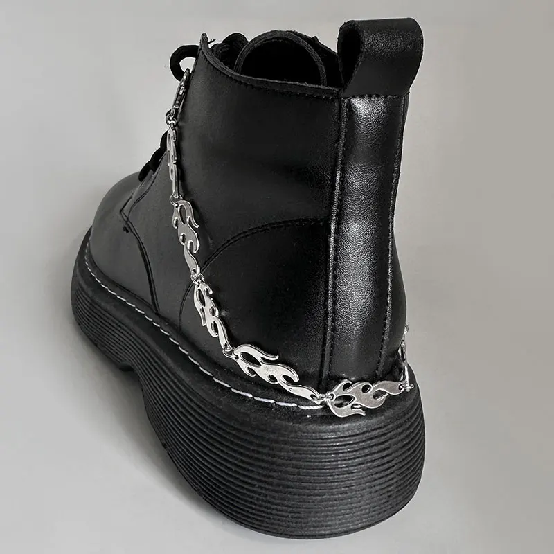 2PCS Punk Rock Thorns Flame Cross Chains Shoe Buckles Vintage Martin Boots Canvas Shoes Accessories Hip Hop Jewelry Wholesale