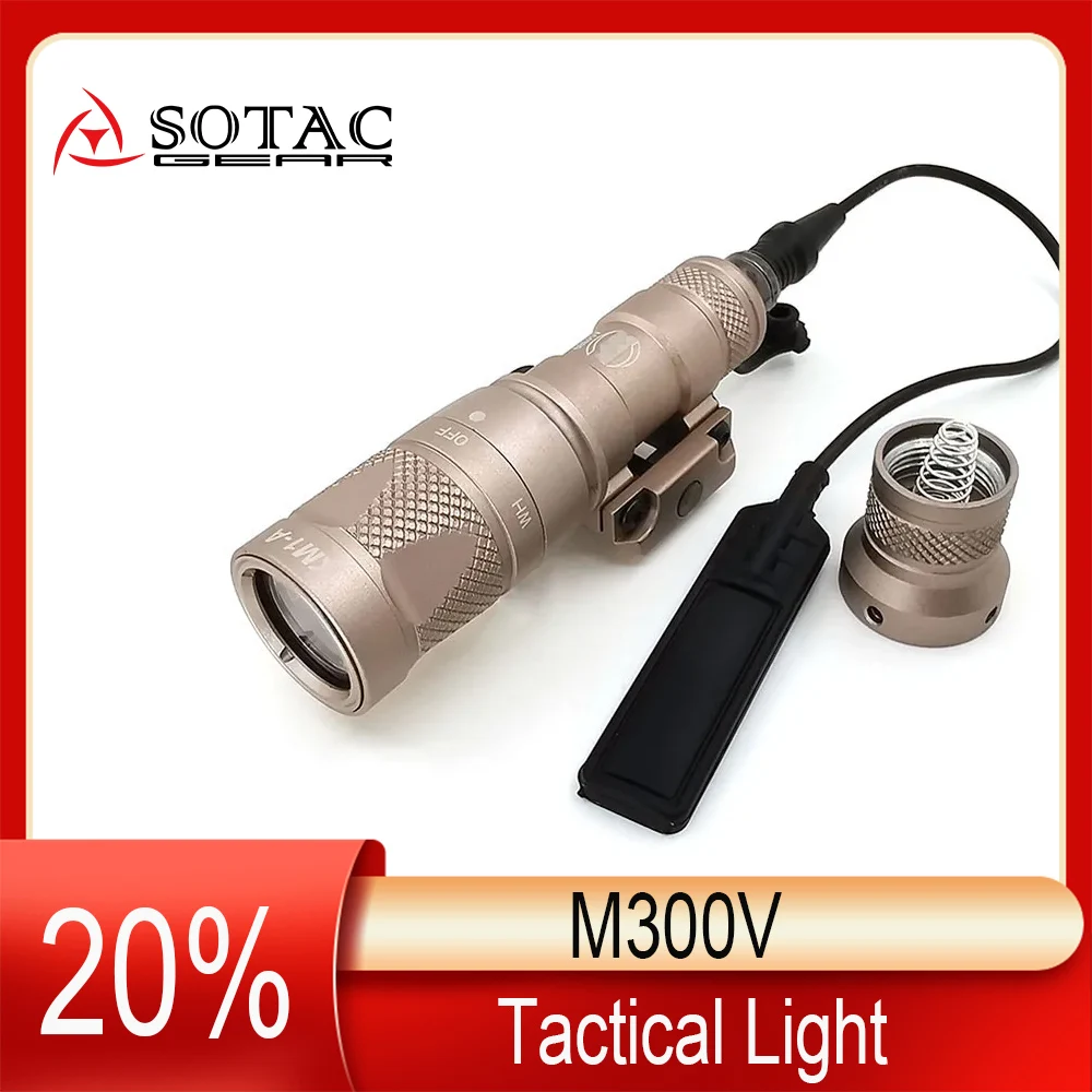 

SOTAC-GEAR M300V Tactical Light Mini Weaponlight Wihte Light Output Constant / Momentary/Strobe Flashlight for Hunting 20mm Rail