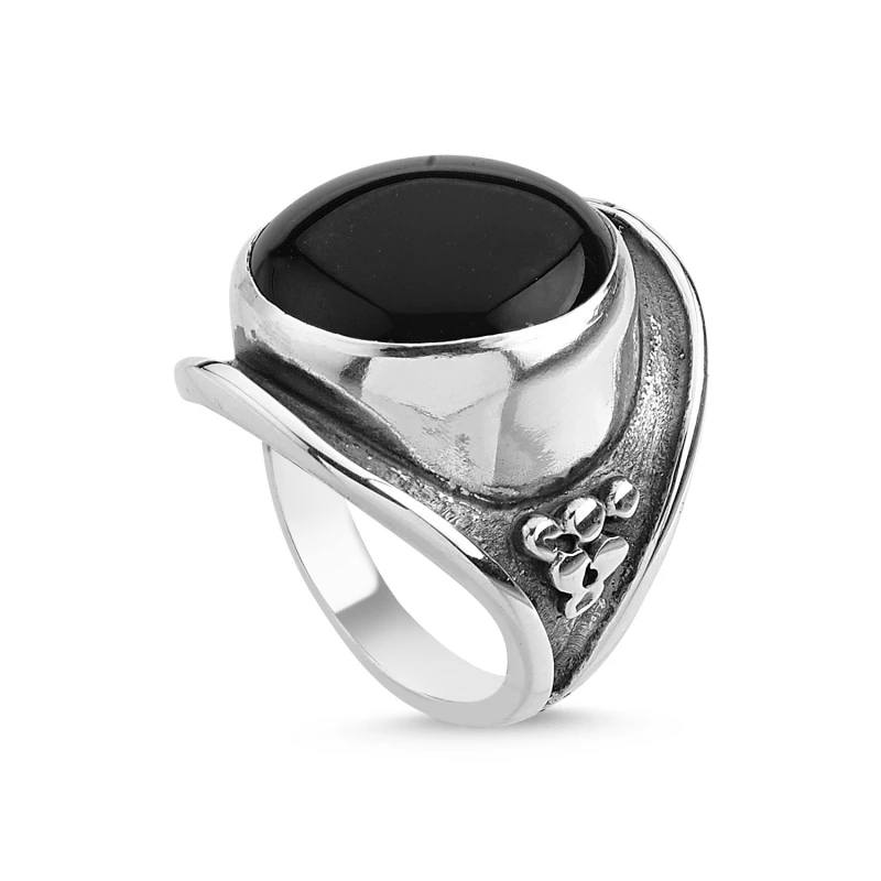 

Silver 925 Sterling Onyx Stone Handwork Ring
