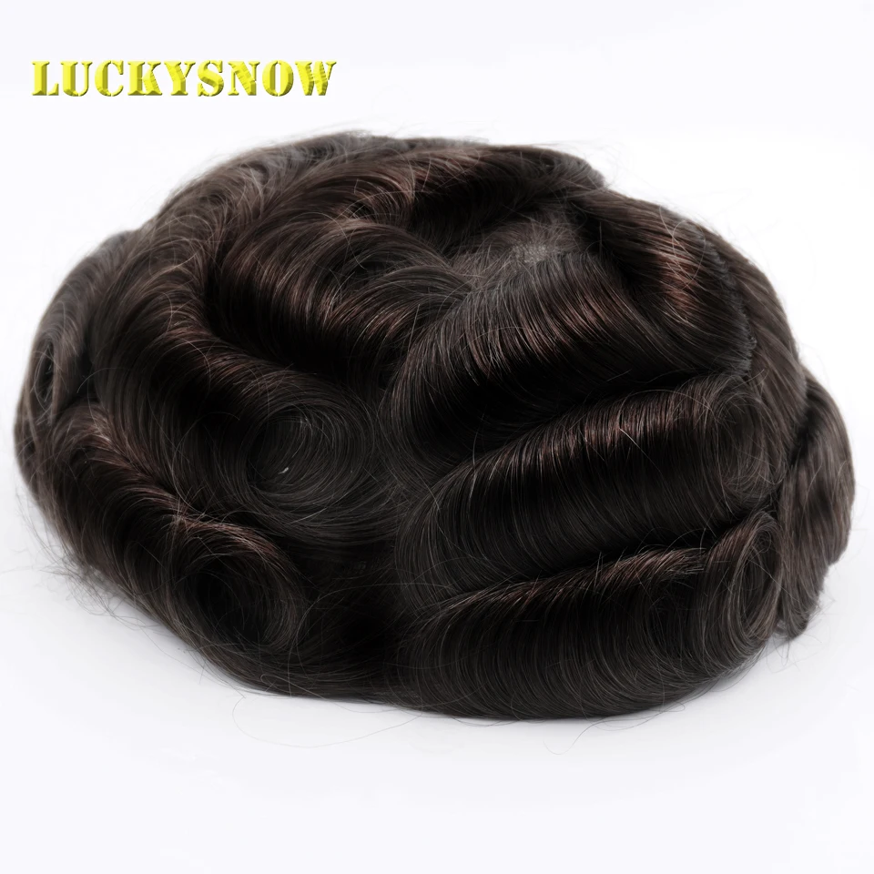 Mens Pieces 0.03mm V-Loop Toupee for Men 8”x10” Thin Skin Pu Human Hair Mens Wigs #4 Color