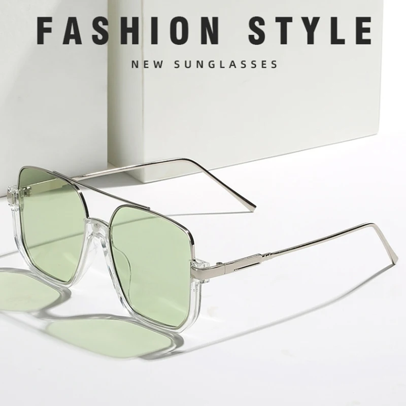 Очки в стиле ретро с двойным лучом и большой оправой