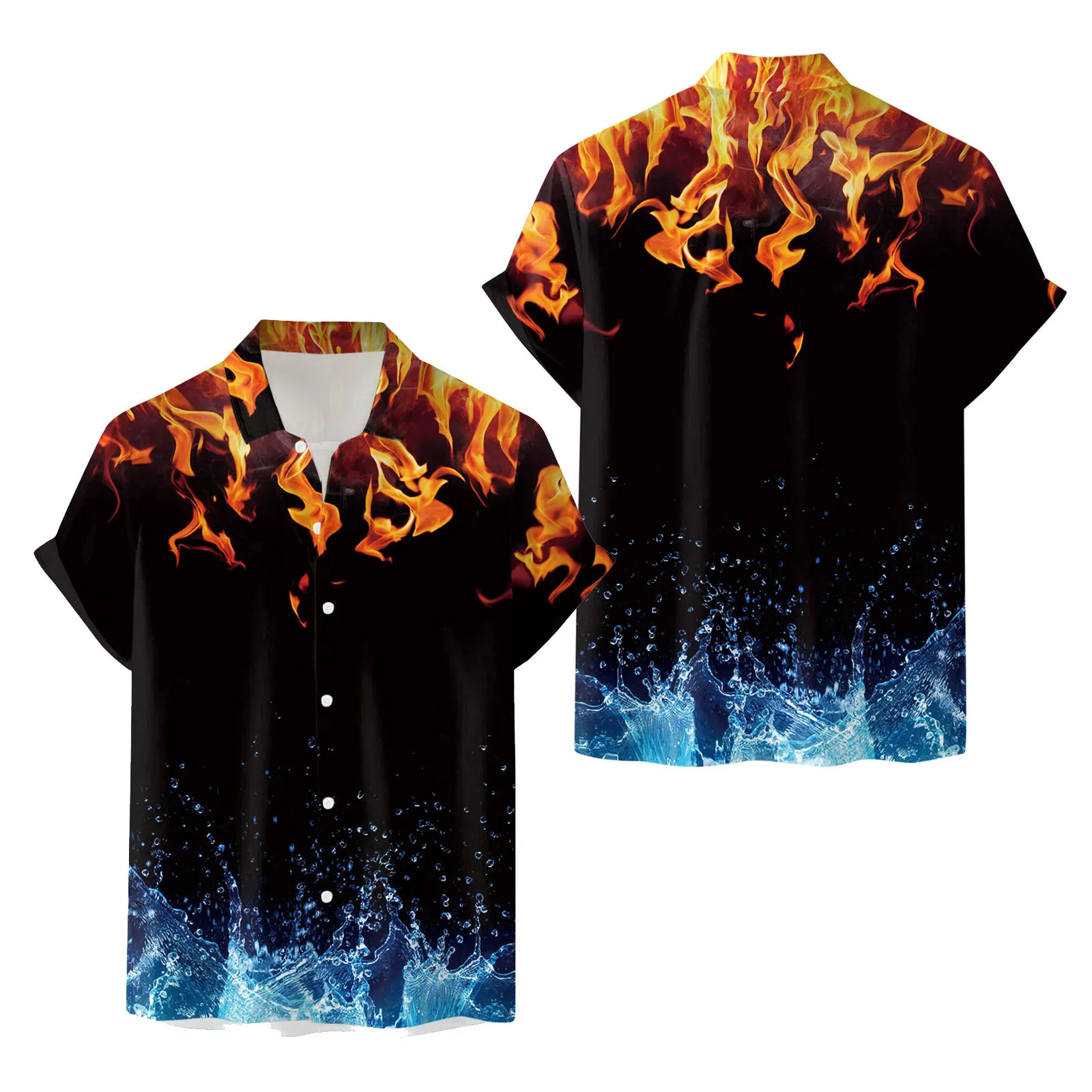 

Collar Leotard Men Short Sleeve Spring Summer Casual Printed Shirts Fashion Top Blouse Shirts Large Tall Shirt