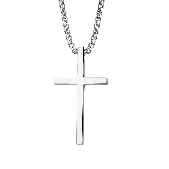 

Simple stainless steel cross pendant necklace for men and women