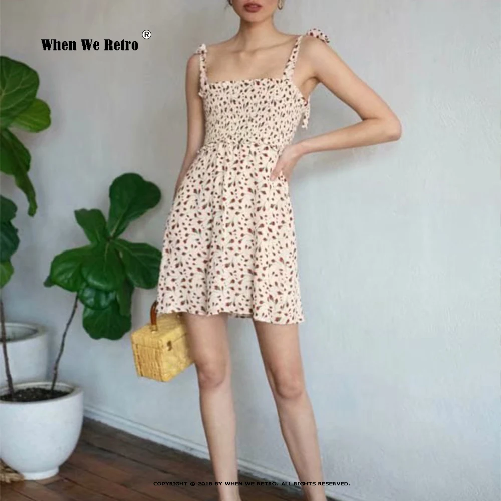 

Новинка, модное летнее повседневное шикарное винтажное платье миди на бретельках с цветочным принтом, женское уличное платье RS294