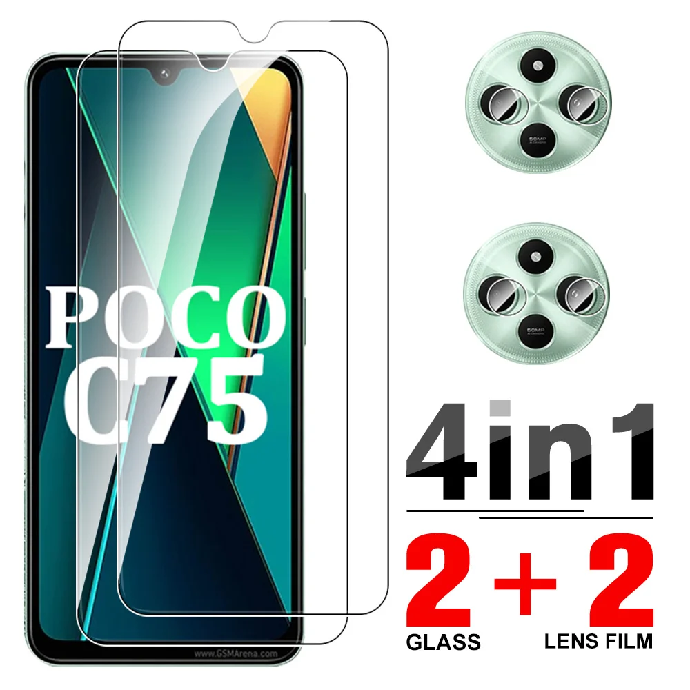 4IN1 Camera Glass For Xiaomi Poco C75 Screen Protector Protective PocoF6 Little C65 F6 X6 Pro 5G M6 4G Tempered