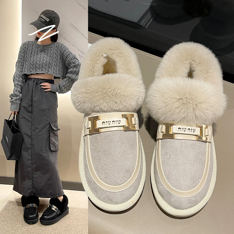 

Shallow Mouth Shoes Woman Clogs Platform Slip-on Round Toe Loafers Fur Casual Female Sneakers New Shoes for Women Ankle Boots